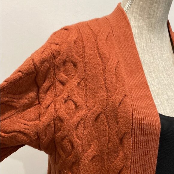 WILFRED Aritzia Cable Knit Open Front orange small - Picture 3 of 15